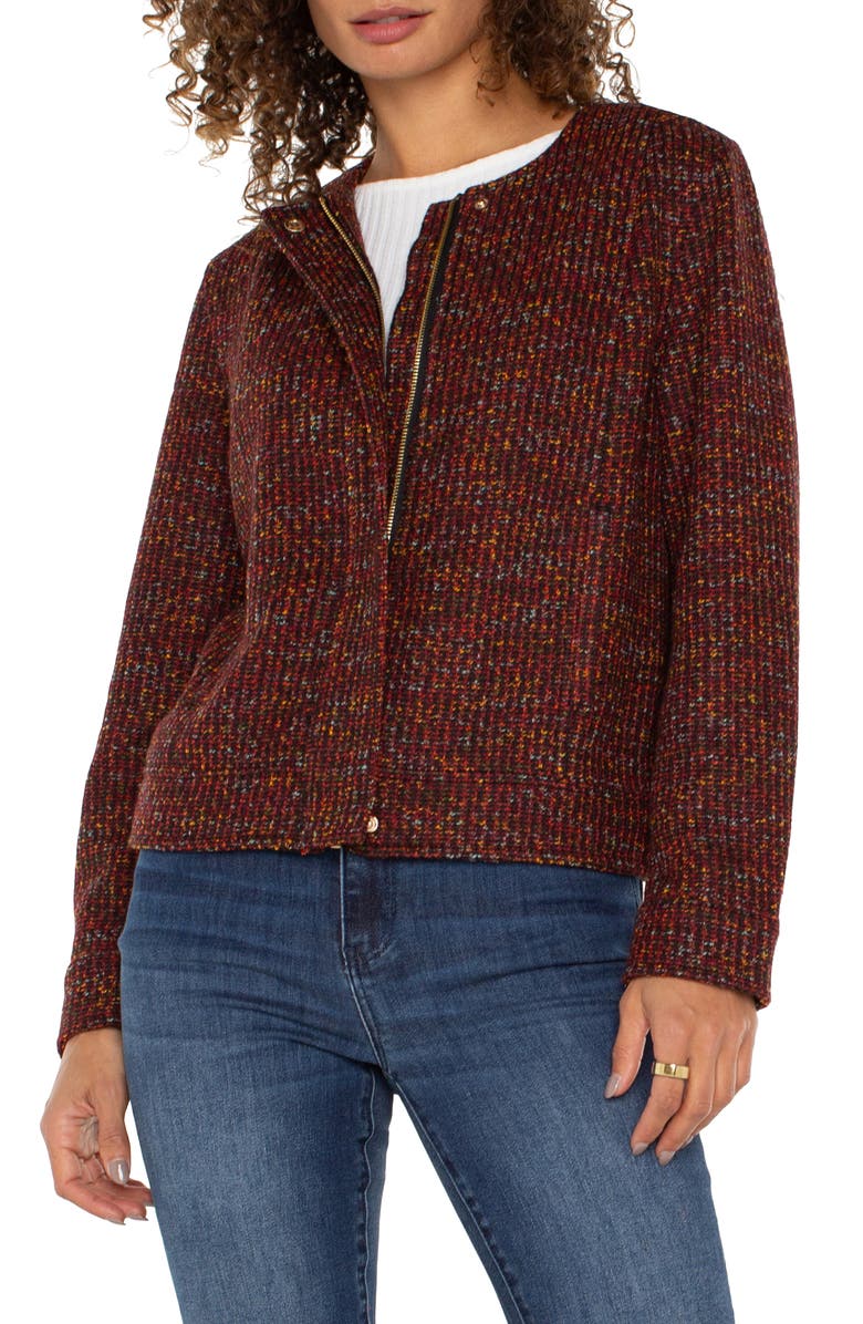 Liverpool Los Angeles Collarless Bouclé Knit Jacket, Alternate, color, 