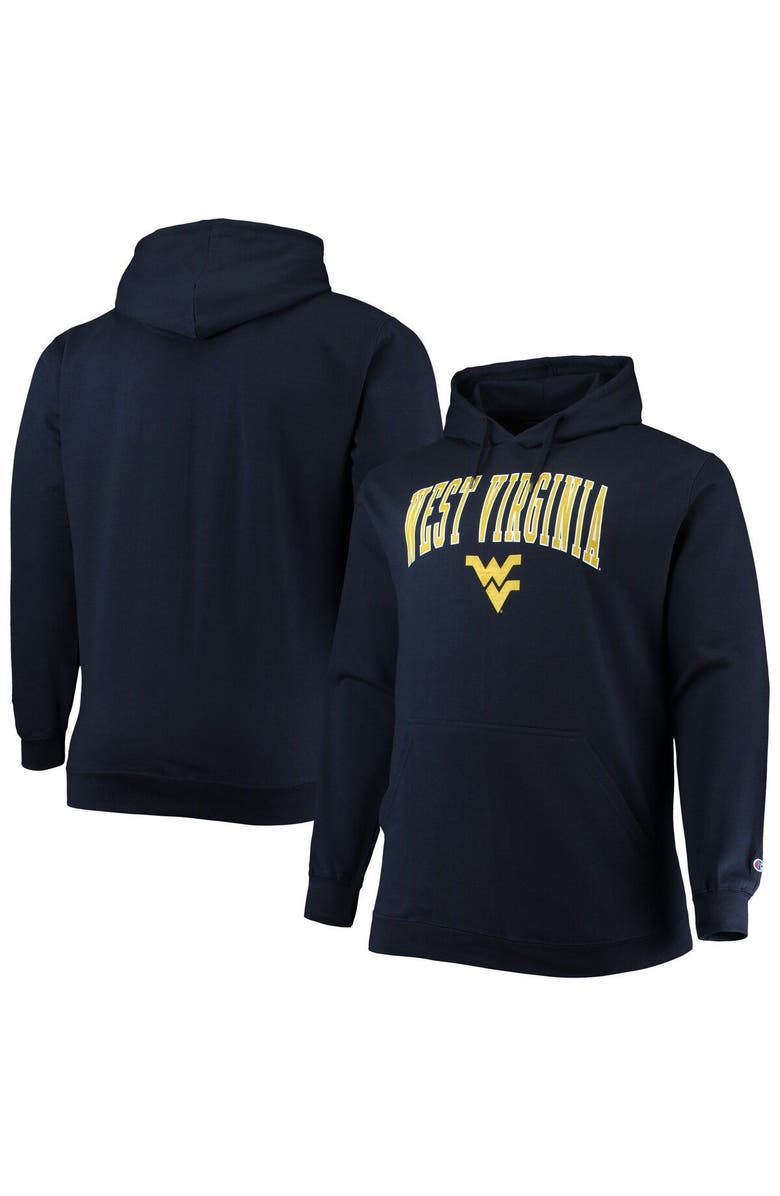 Champion Men's Champion Navy West Virginia Mountaineers Big & Tall Arch Over Logo Powerblend Pullover Hoodie, Main, color, Navy