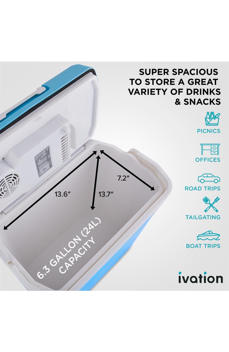 Ivation 24L Electric Cooler/Warmer, Alternate, color, Aqua Blue
