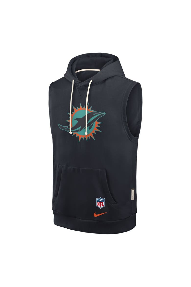 Men's Nike Pitch Blue Miami Dolphins 2025 Rivalries Collection Standard Issue Sideline Dri-FIT Sleeveless Hoodie, Alternate, color, Navy