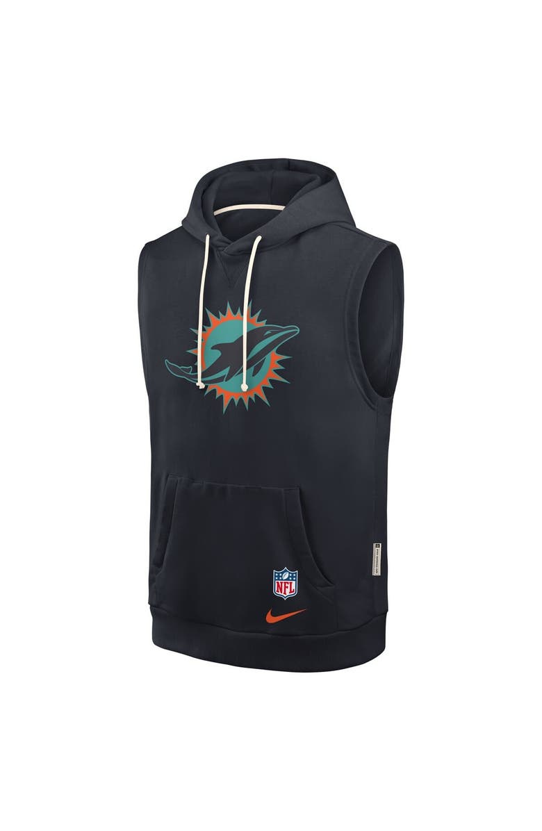Nike Men's Nike Pitch Blue Miami Dolphins 2025 Rivalries Collection Standard Issue Sideline Dri-FIT Sleeveless Hoodie, Alternate, color, Navy