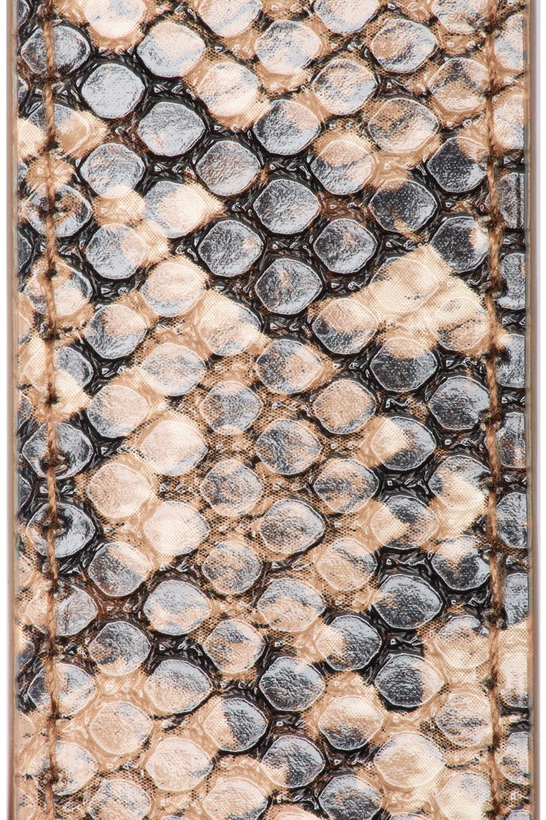 Snakeskin Print Faux Leather Belt, Alternate, color, BROWN