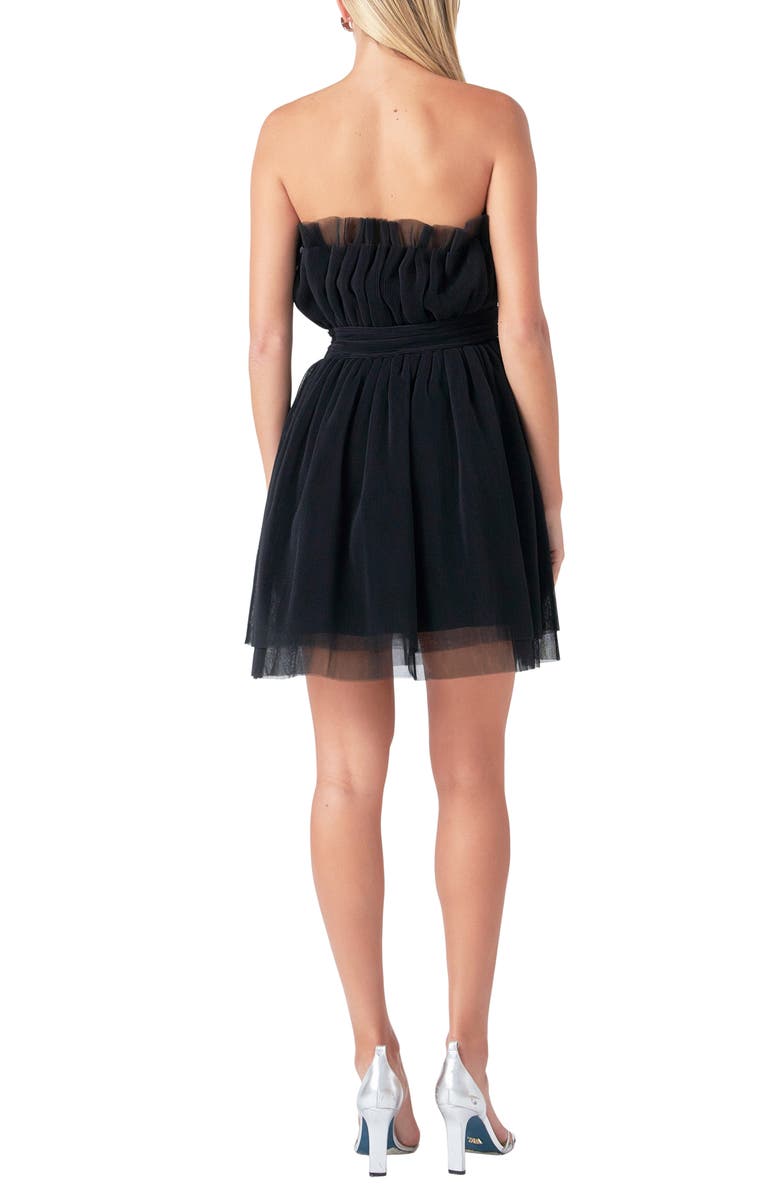 Endless Rose Strapless Tulle Minidress, Alternate, color, Black