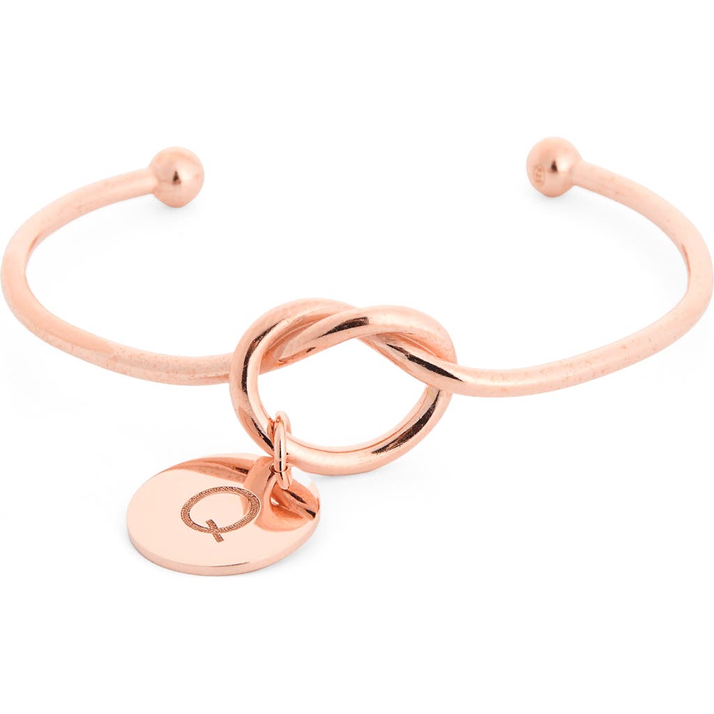 Meshmerise Love Knot Initial Bracelet In Rose-q