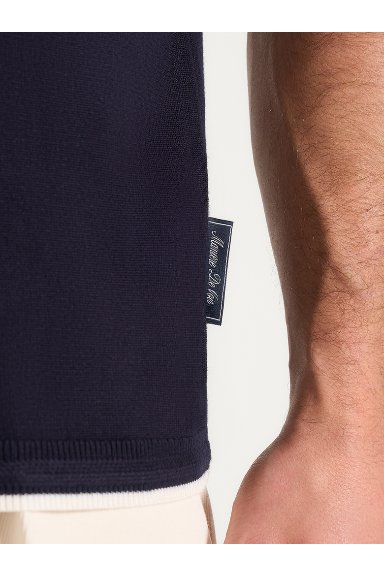 Wyatt Contrast Knit T Shirt, Alternate, color, Navy