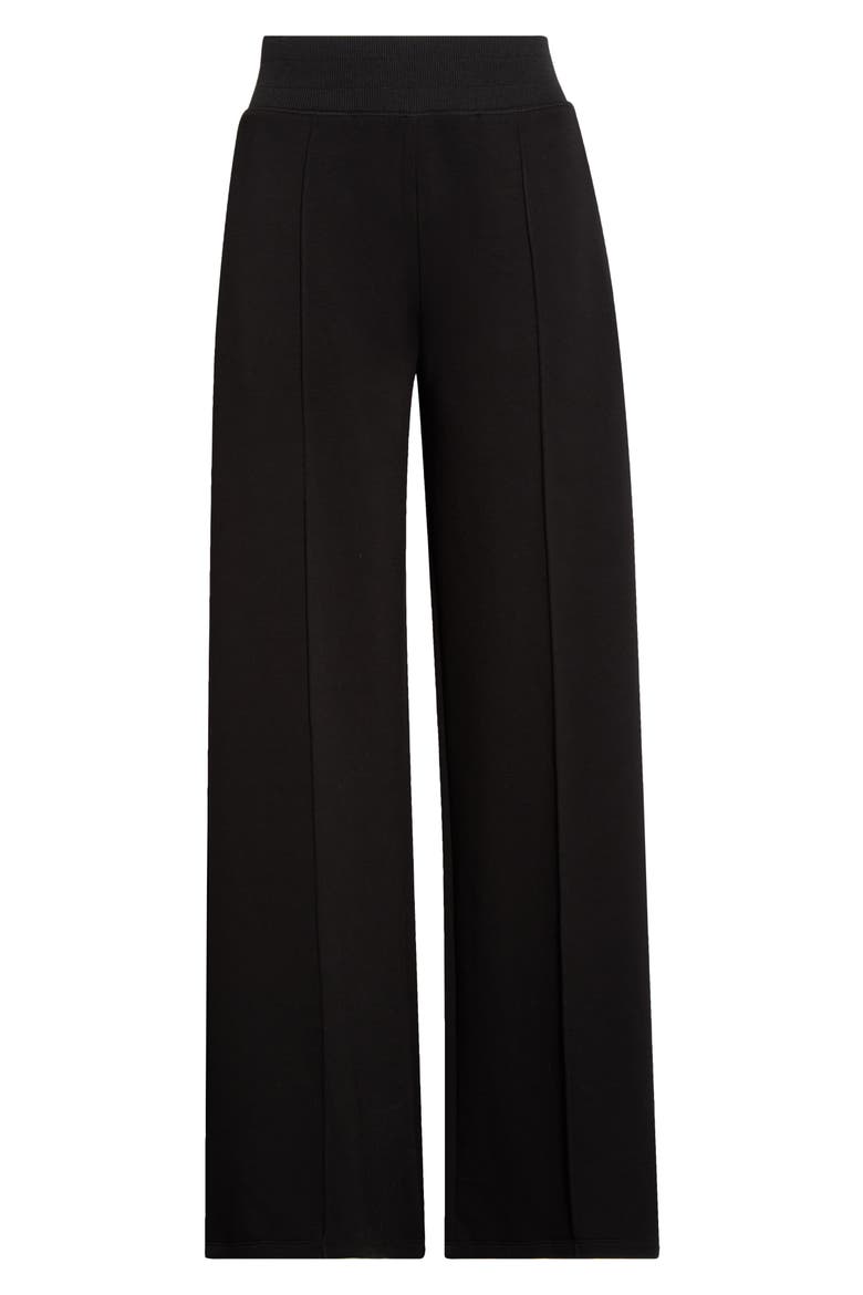 Pleated Wide Leg Knit Pants, Alternate, color, BLACK