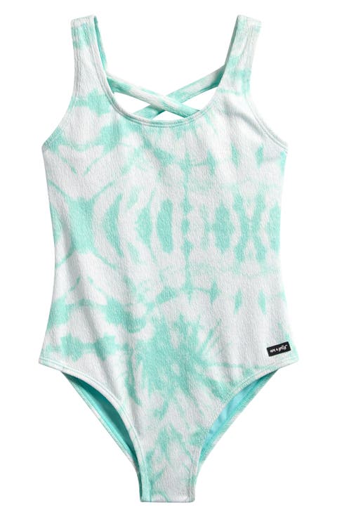 Kids' Crisscross Strap Textured One-Piece Swimsuit (Big Kid)