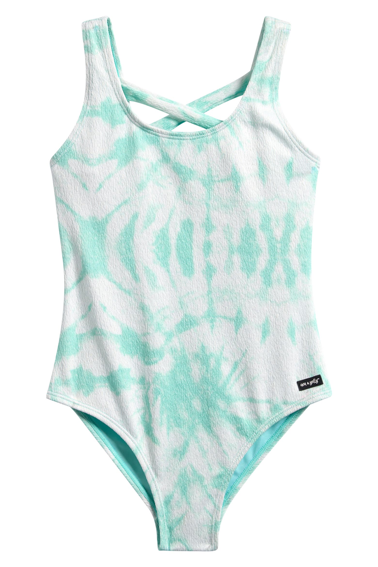 One Kid Ava & Yelly Kids' Crisscross Strap Textured One-Piece Swimsuit | Nordstrom