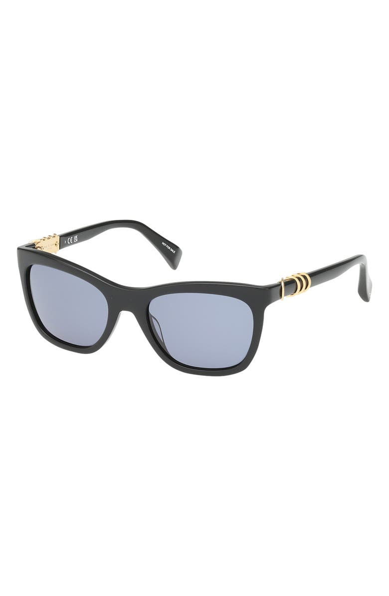 rag & bone 53mm Square Sunglasses, Alternate, color, Shiny Black/ Gold/ Navy Lenses