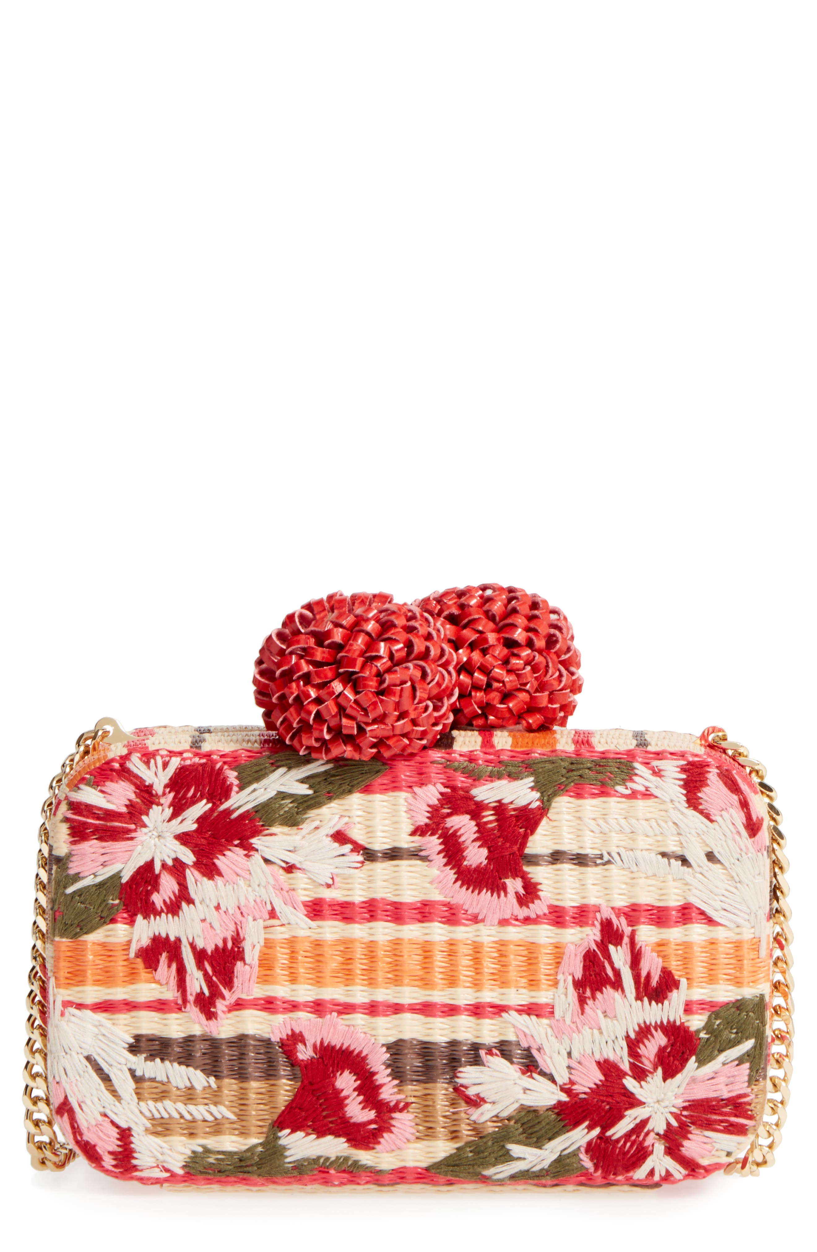 Milly Straw Minaudière, Main, color, ROSE SHADOW MULTI