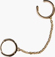 Nickel & Suede Chain Huggie with Cuff