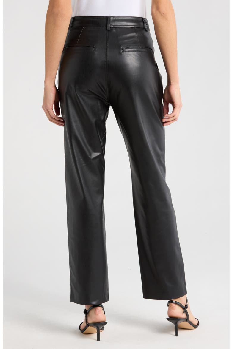 Cleo High Waist Kick Flare Faux Leather Pants, Alternate, color, TRUE BLACK