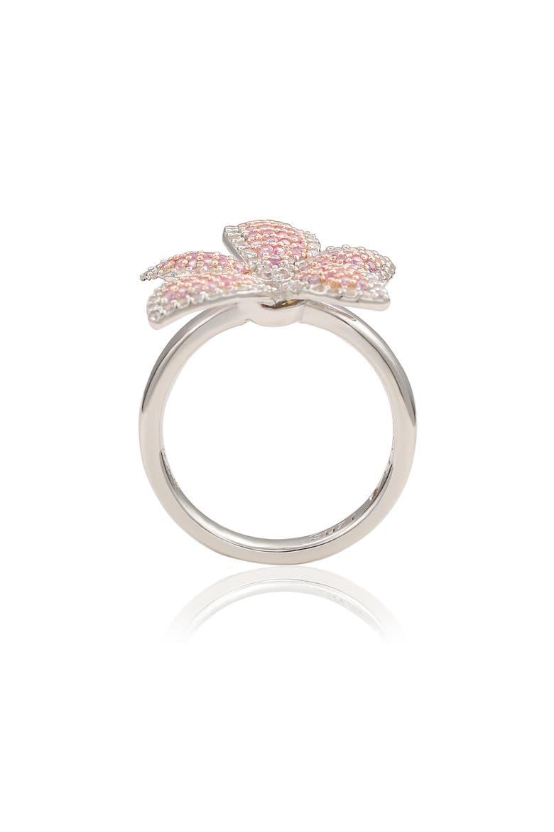 Pink Sapphire & White Sapphire Flower Ring, Alternate, color, PINK