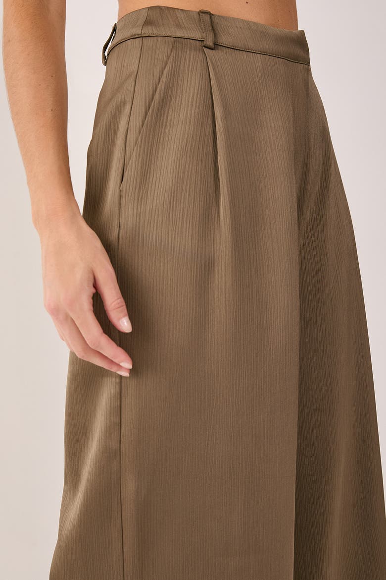 Satin Pleated Tailored Pants, Alternate, color, Olive