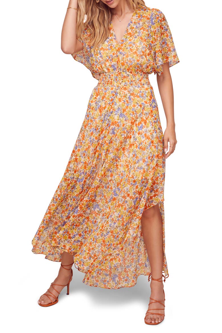 Sophronia Floral Print Maxi Dress, Main, color, TANGERINE MULTI FLORAL