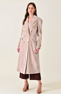 Modenaire Velvet Double-Breasted Coat with Structured Lapels and Buttons