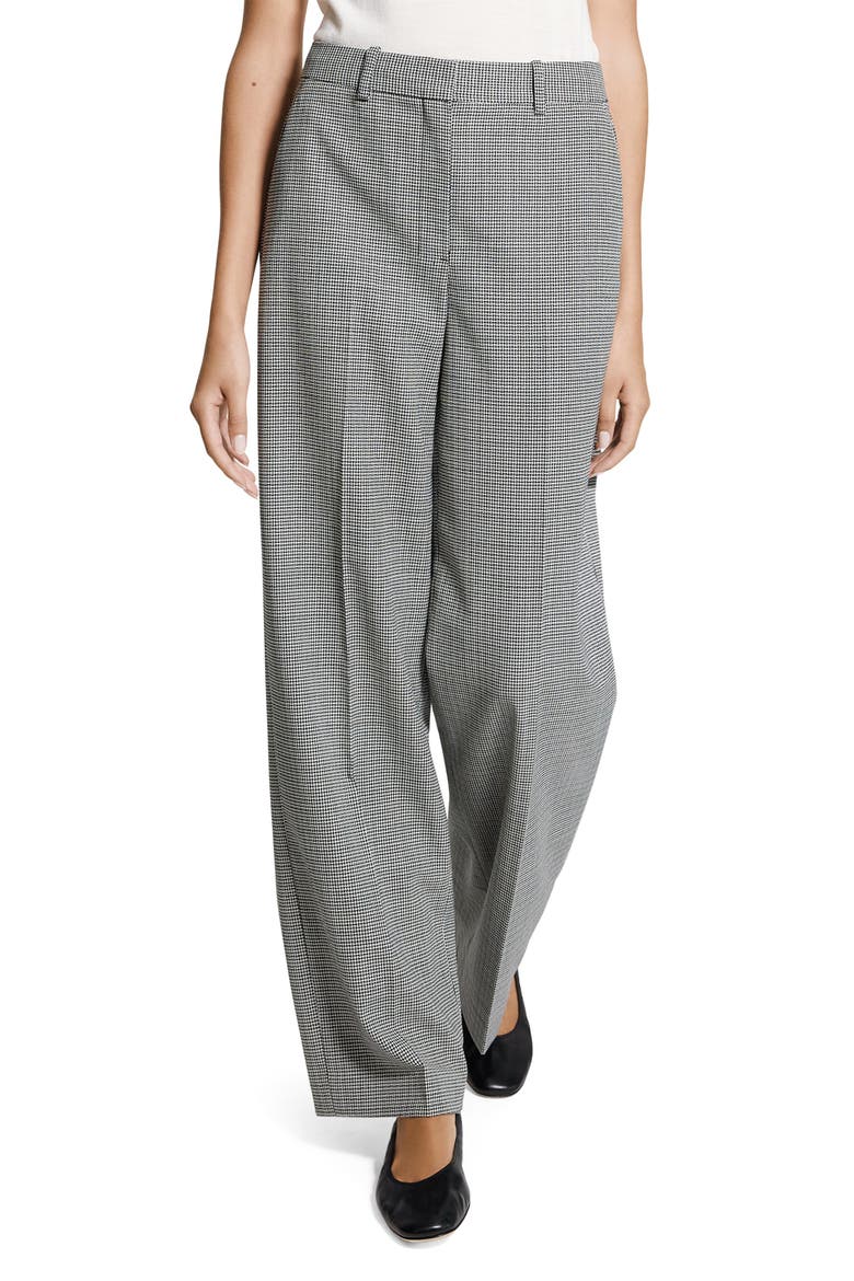 Plaid Wide Leg Wool Blend Pants, Main, color, BLACK MULTI