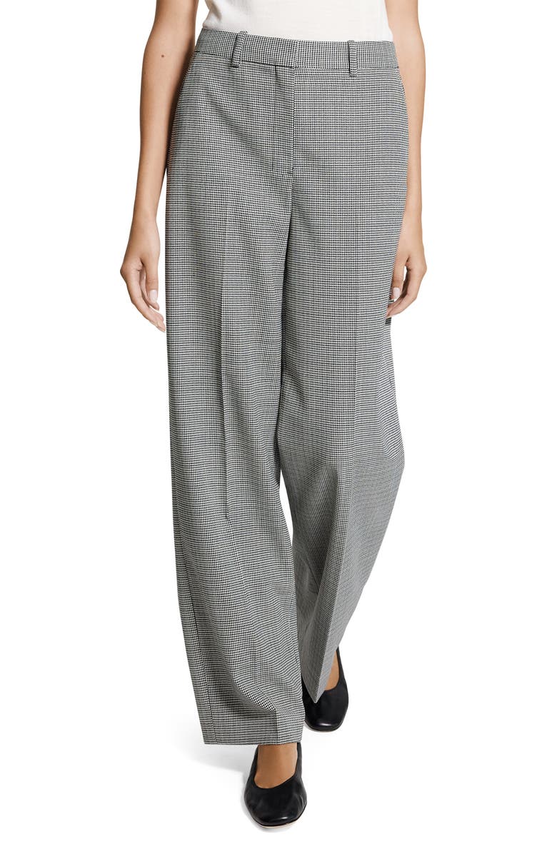Theory Plaid Wide Leg Wool Blend Pants, Main, color, 
