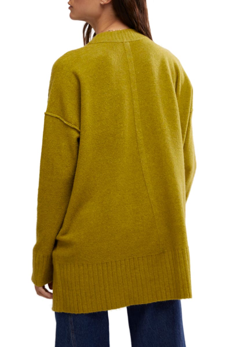 Free People Phoebe High-Low Tunic Sweater, Alternate, color, Avocado Oil