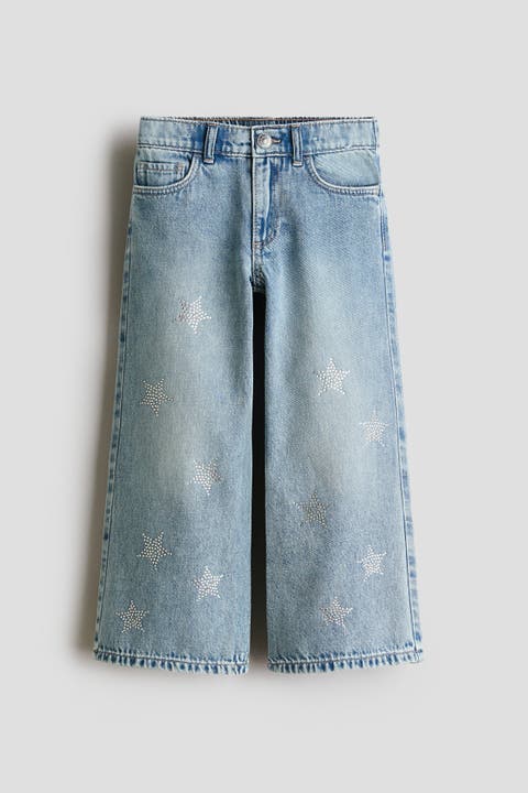 Wide-leg Jeans With Motif