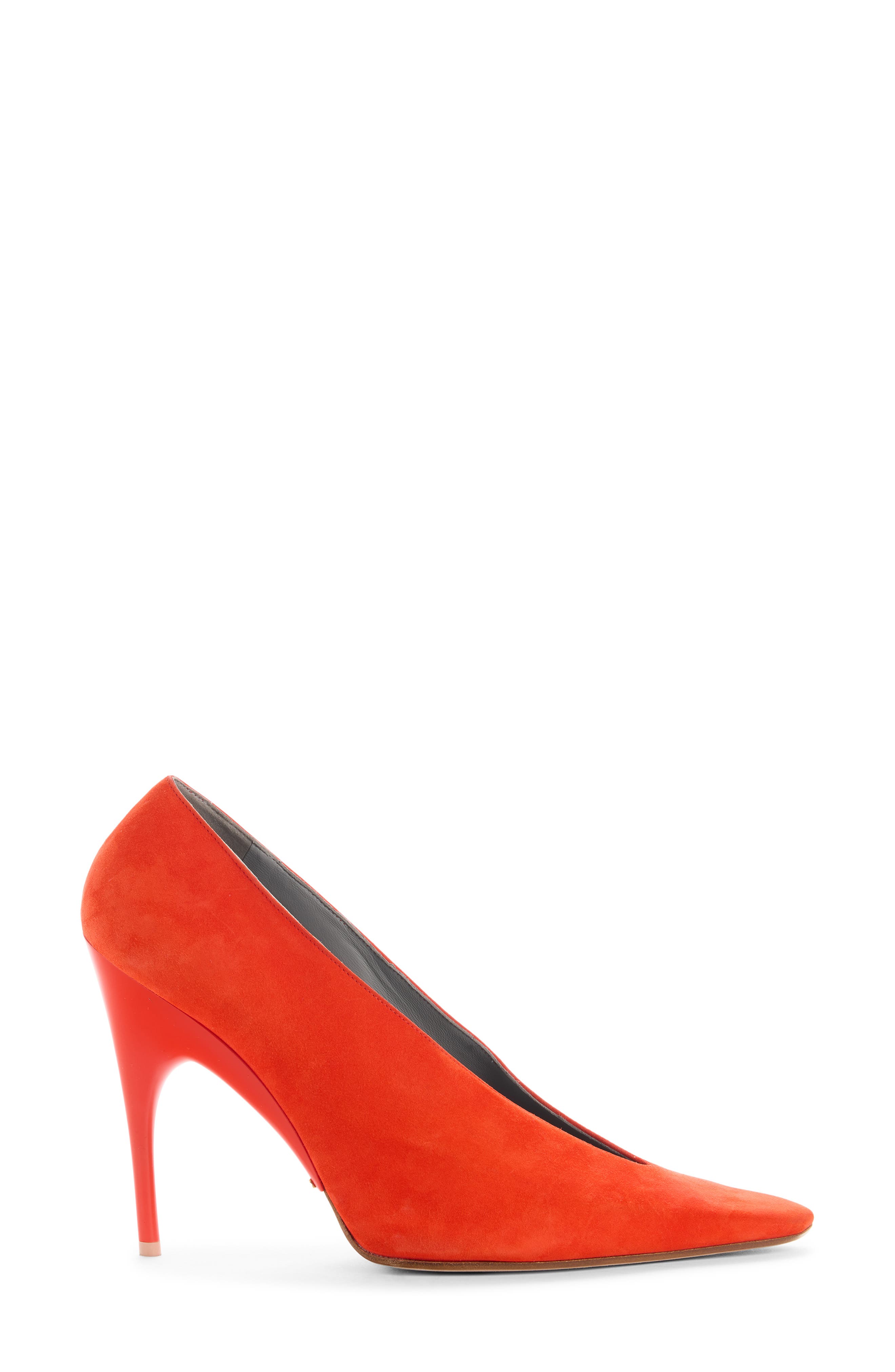 Balenciaga Duchesse Asymmetric Pointed Toe Pump, Alternate, color, Tangerine
