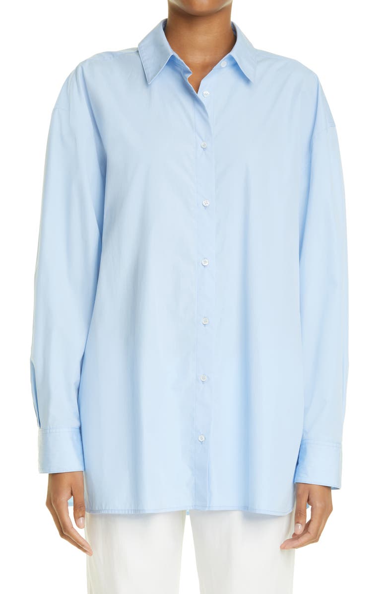 LOULOU DE SAISON Loulou Studio Espanto Cotton Poplin Button-Up Shirt, Main, color, 