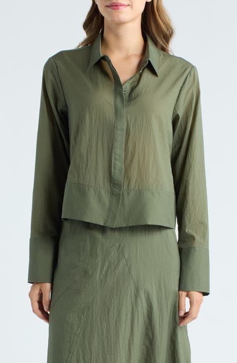 Boyfriend Button Down Nylon Shirt