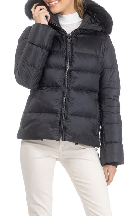 Apres-Ski Horizontal Short Parka with Detachable Toscana Lamb Hood Trim