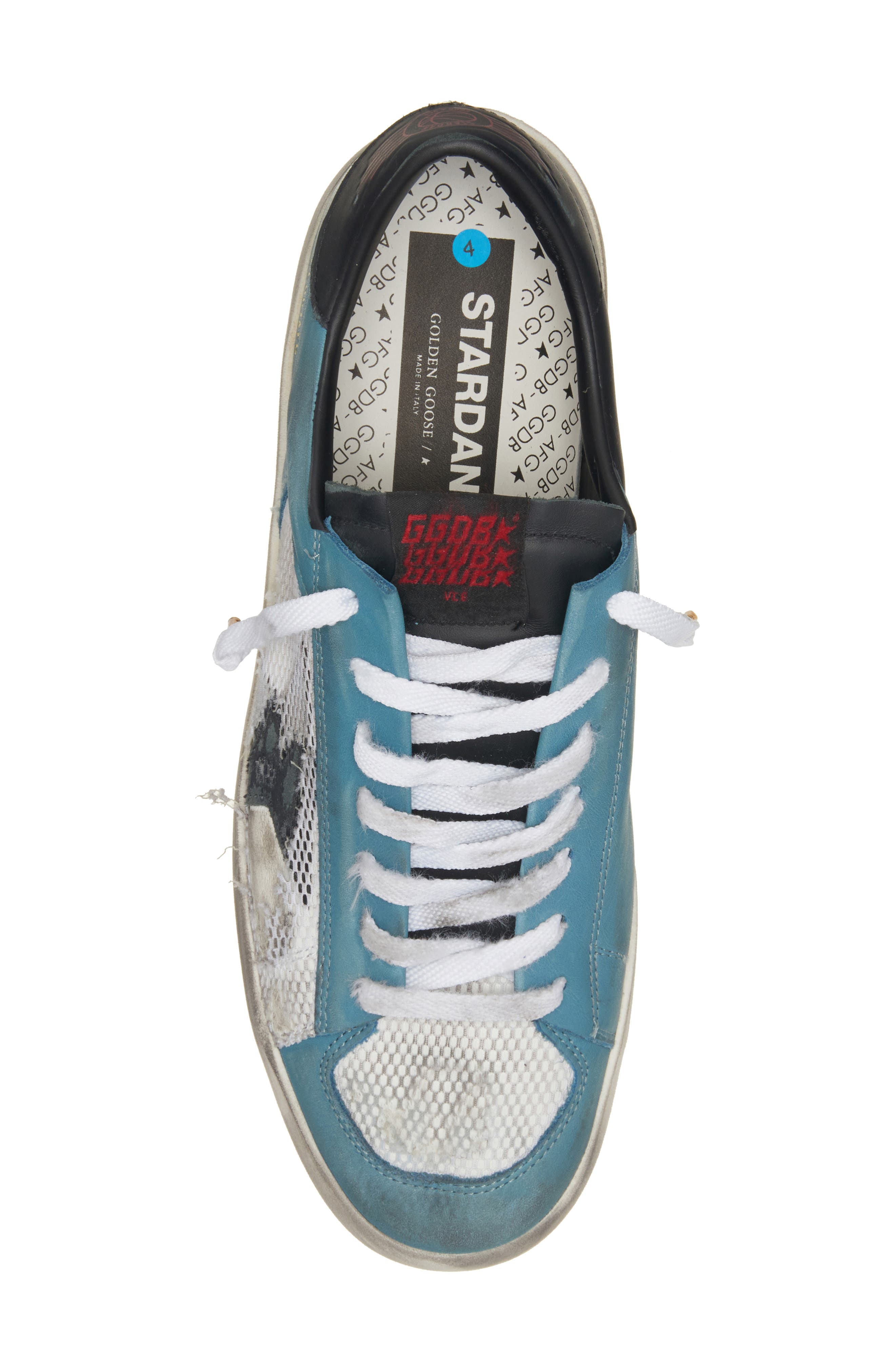 Golden Goose Stardan Mixed Media Sneaker, Alternate, color, Petroleum/ White/ Black