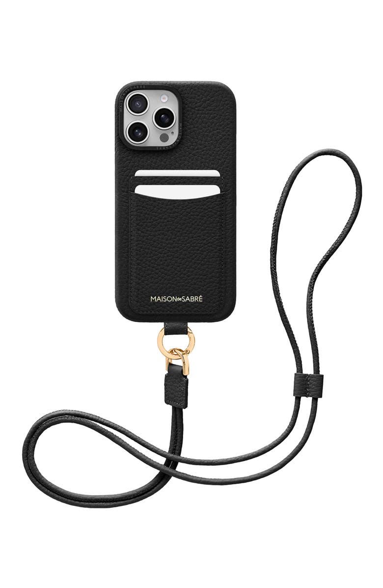 MAISON de SABRÉ Sling Phone Case, Alternate, color, Black Caviar