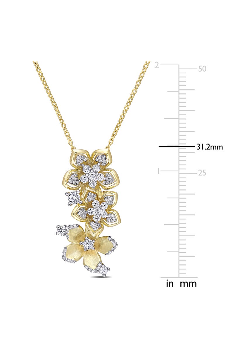 Julianna B. White Sapphire & Diamond Triple Flower Necklace, Alternate, color, Yellow-Plated Sterling Silver