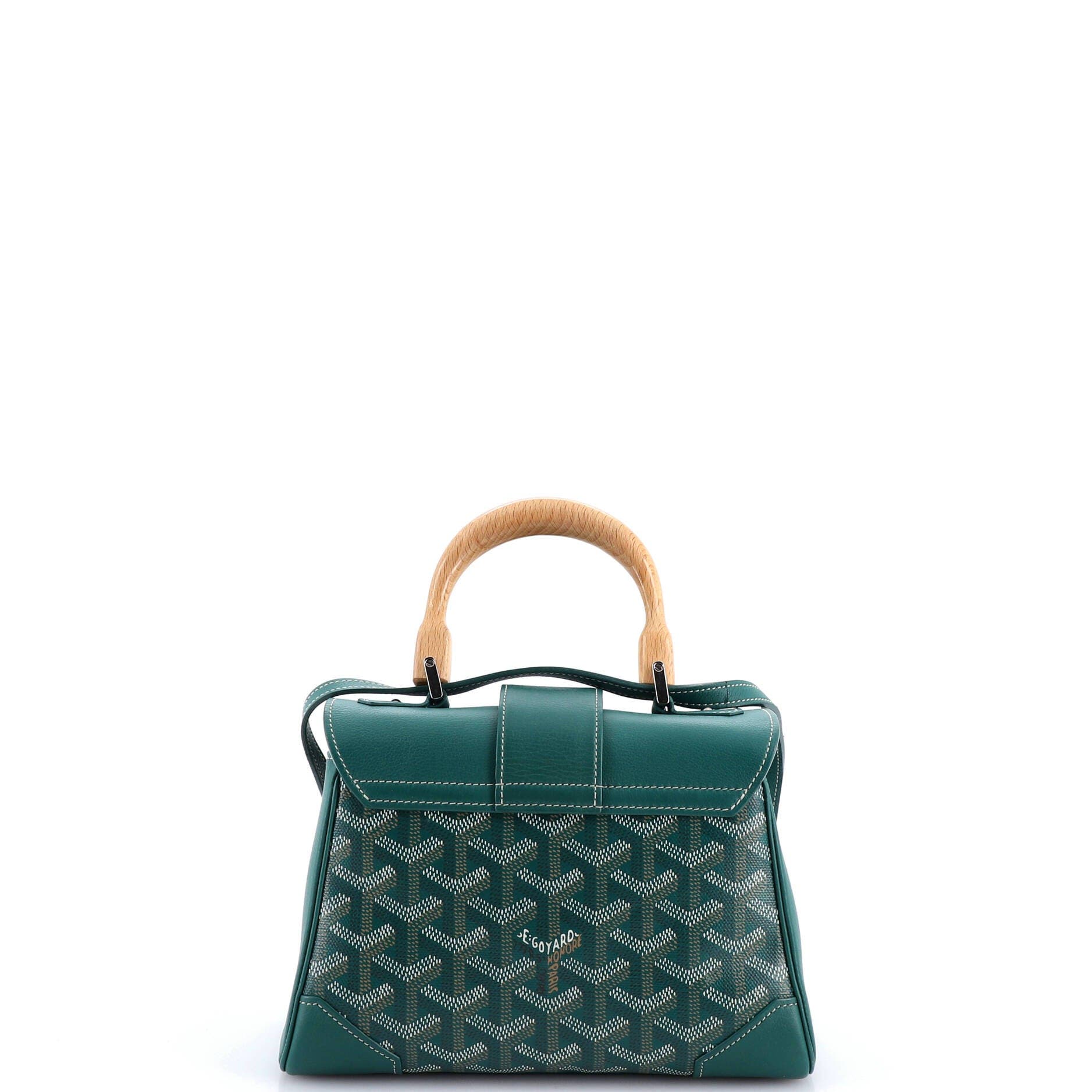 Pre-Owned Goyard Saigon Top Handle Bag Coated Canvas with Leather Mini, Alternate, color, Green