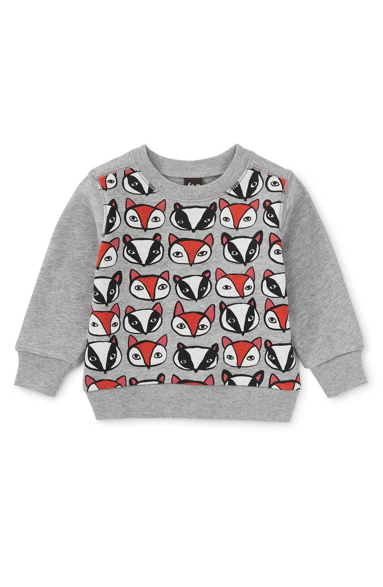 Tea Collection Badger 
Fox Baby Popover, Main, color, Med Heather Grey