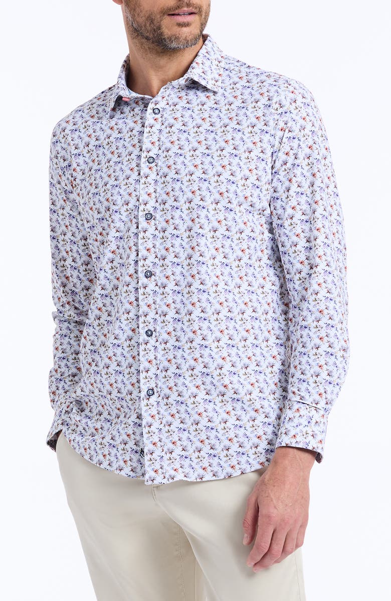 Robert Graham Brauxhall Knit Button-Up Shirt, Alternate, color, White Multi