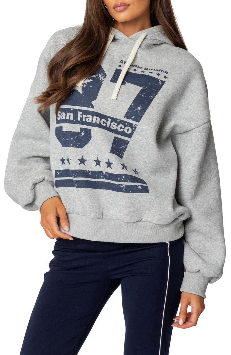 EDIKTED San Francisco Hoodie, Alternate, color, Gray-Melange