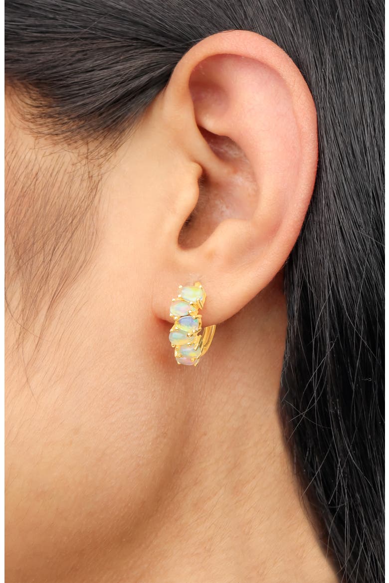 Opal Huggie Hoop Earrings, Alternate, color, YELLOW