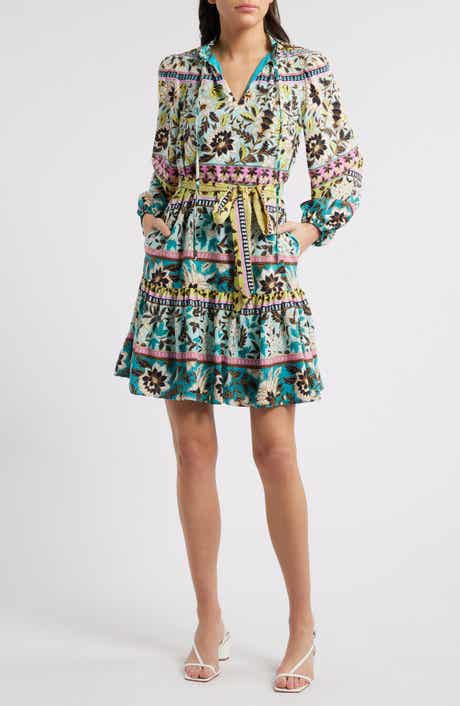 Vince Camuto Floral Ruffle Long Sleeve Dress