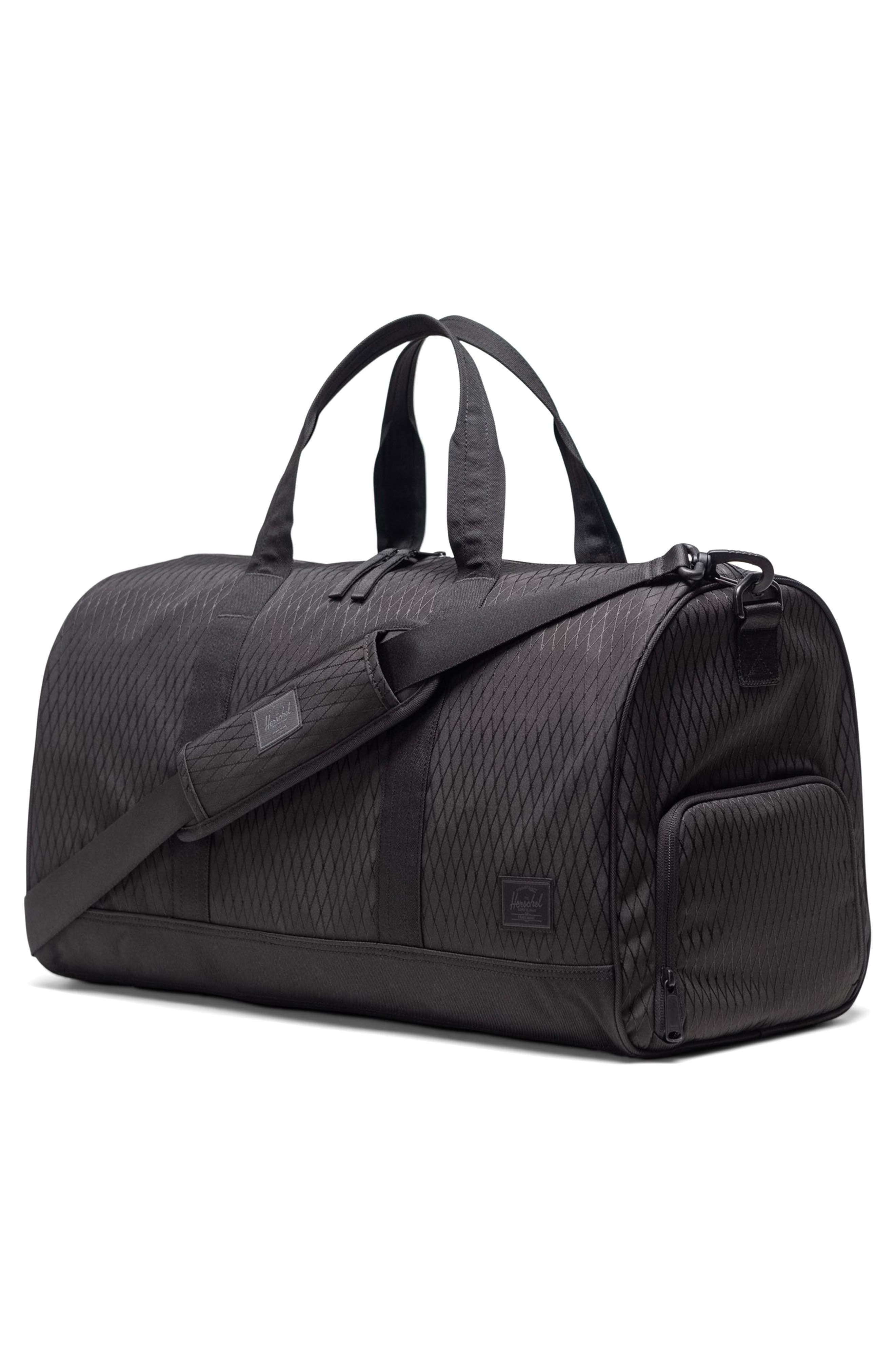 Herschel Supply Co. Novel Recycled Polyester Duffle Bag, Alternate, color, Black Diamond/Black