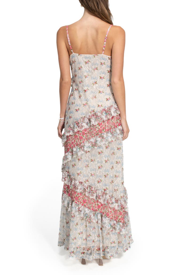 Alana Lace & Ruffle Sleeveless Cover-Up Maxi Dress, Alternate, color, WHITE