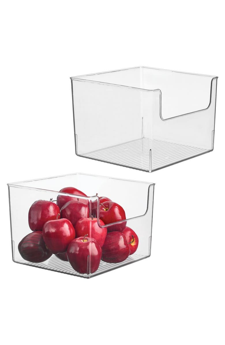 iDesign Open-Front Storage Bin, Set of 2, Clear, Made in USA, Main, color, Clear