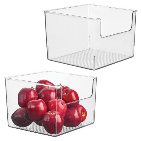 Open-Front Storage Bin, Set of 2, Clear, Made in USA