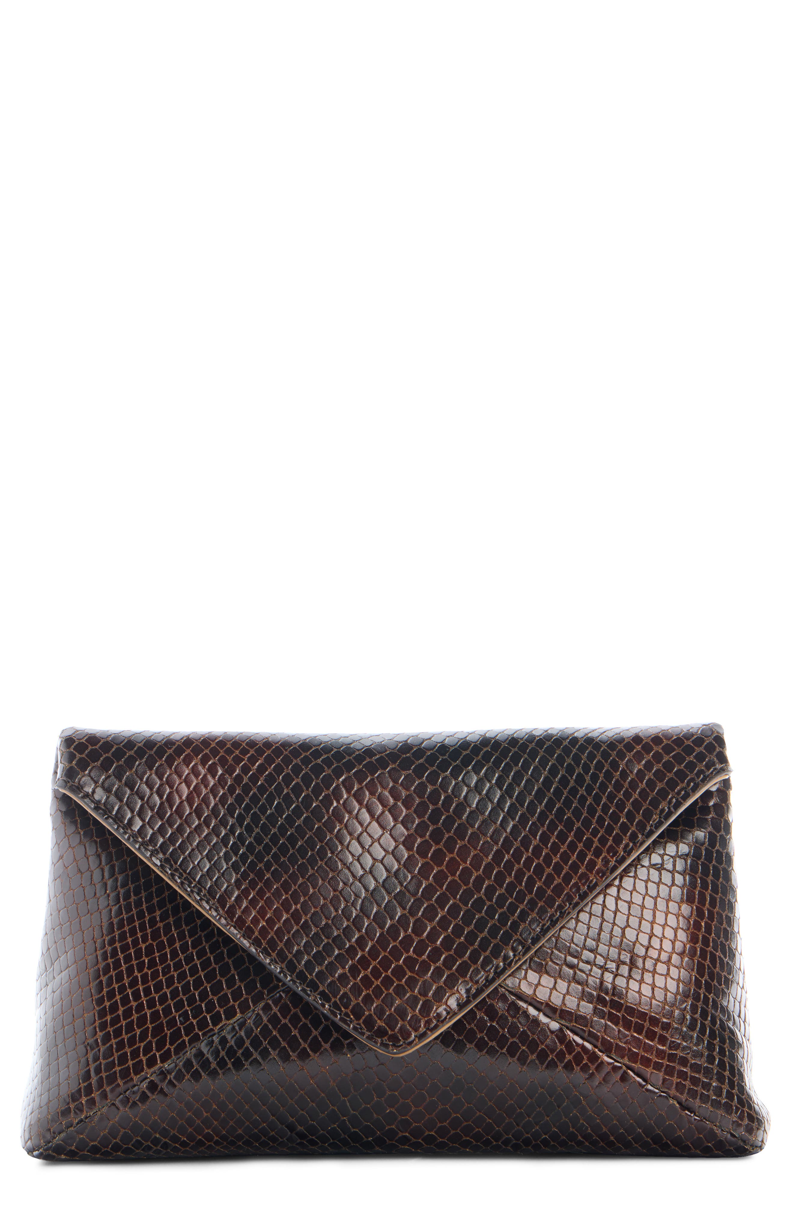 Dries Van Noten Snakeskin Embossed Leather Clutch, Main, color, 
