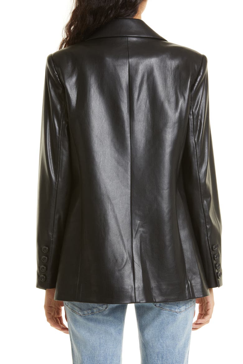 Denny Faux Leather Blazer, Alternate, color, BLACK