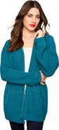 Roaman's Plus Size Waffle Knit Zip-Front Relaxed Hoodie