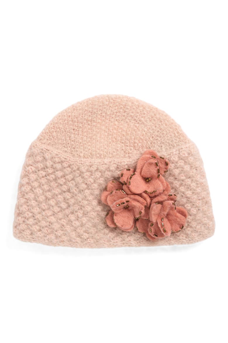 Felt Flower Hat, Main, color, BLUSH