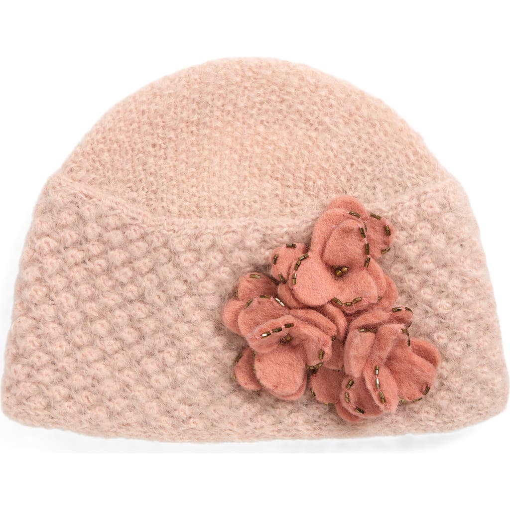 French Knot Felt Flower Hat In Neutral