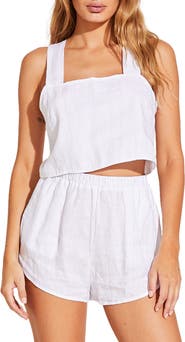 Vitamin A® Tallows Crop Linen Cover-Up Top
