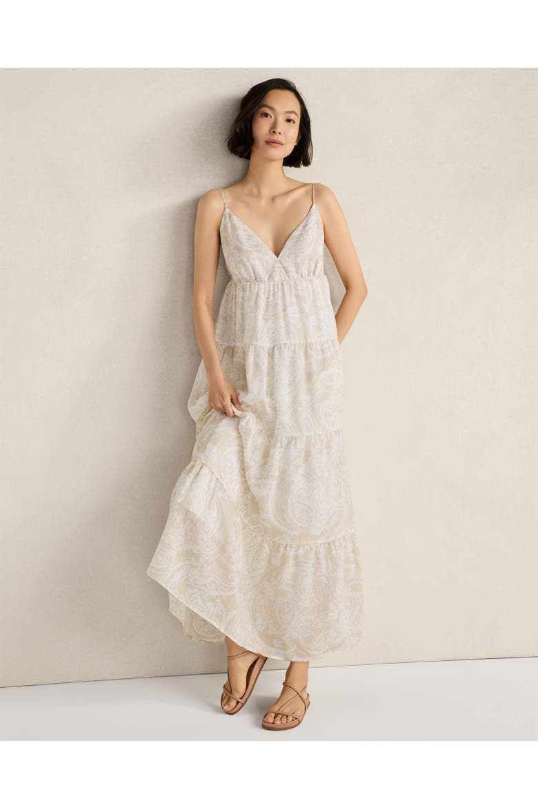 Ramie Blend Paisley Tiered Maxi Dress, Main, color, assorted brights