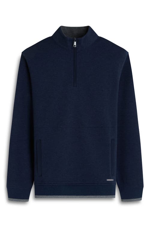 Bugatchi Heathered Quarter Zip Pullover In Blue
