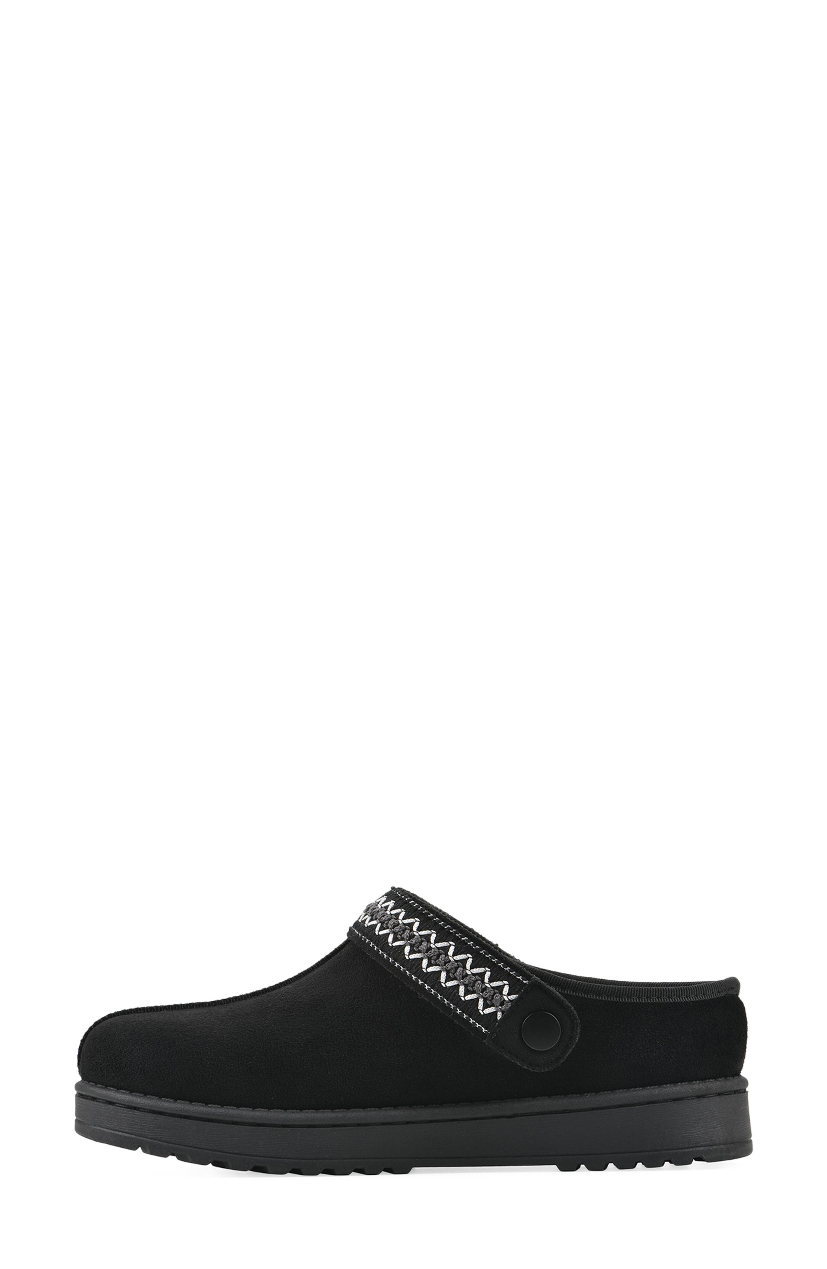 Incast Faux Shearling Lined Clog Slipper, Alternate, color, BLACK/ FABRIC